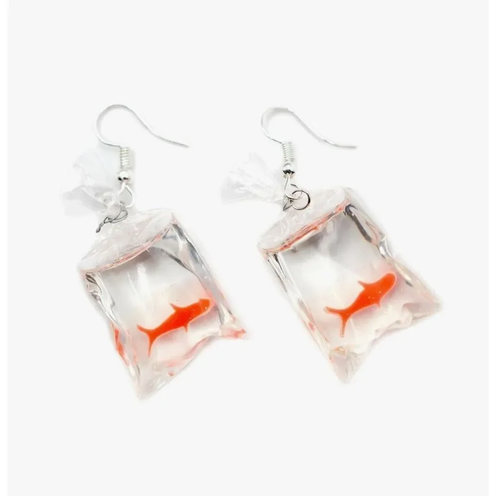 Gold Fish Bag Earrings
